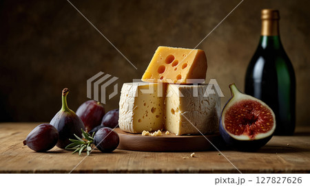 cheese honey and figs on the table cheese honey and figs on the table 127827626