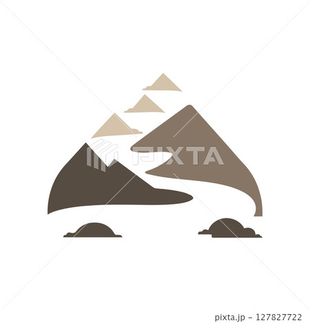 Logos of rivers, creeks, riverbanks and streams. River logo with combination of mountains and farmland with concept design vector illustration template Logos of rivers, creeks, riverbanks and streams. River logo with combination of mountains and farmland with concept design vector illustration template 127827722