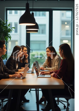 young team in a modern office meeting room 127827826