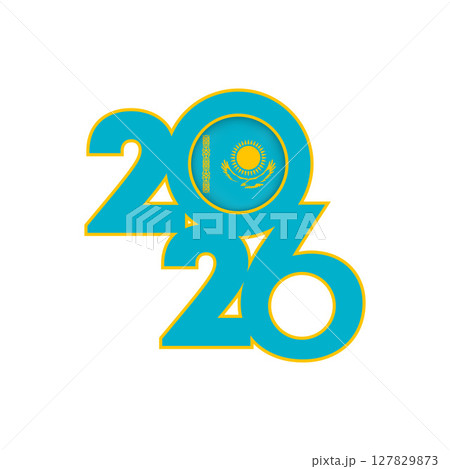 2026 banner with Kazakhstan flag inside. 2026 banner with Kazakhstan flag inside. 127829873