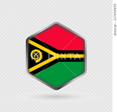 Vanuatu Flag Icon in Hexagon Shape. Vanuatu Flag Icon in Hexagon Shape. 127830859