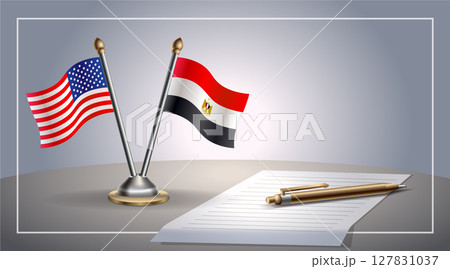 Small national flag of United States (USA) and EGYPT flag Relation, Template Vector Illustration Small national flag of United States (USA) and EGYPT flag Relation, Template Vector Illustration 127831037
