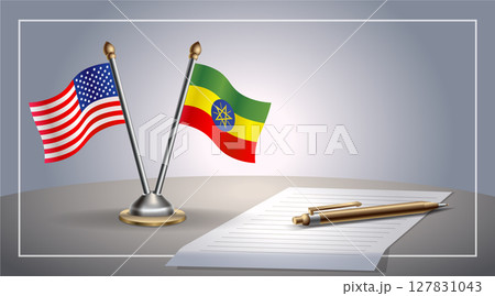 Small national flag of United States (USA) and Ethiopia flag Relation, Template Vector Illustration Small national flag of United States (USA) and Ethiopia flag Relation, Template Vector Illustration 127831043