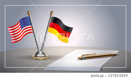 Small national flag of United States (USA) and Germany flag Relation, Template Vector Illustration Small national flag of United States (USA) and Germany flag Relation, Template Vector Illustration 127831054