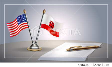 Small national flag of United States (USA) and Gibraltar flag Relation, Template Vector Illustration Small national flag of United States (USA) and Gibraltar flag Relation, Template Vector Illustration 127831056