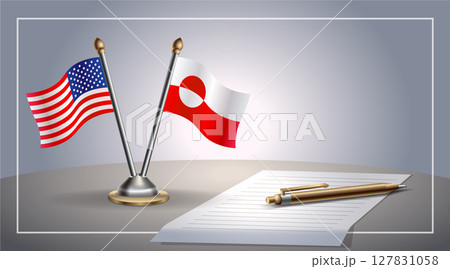 Small national flag of United States (USA) and Greenland flag Relation, Template Vector Illustration Small national flag of United States (USA) and Greenland flag Relation, Template Vector Illustration 127831058
