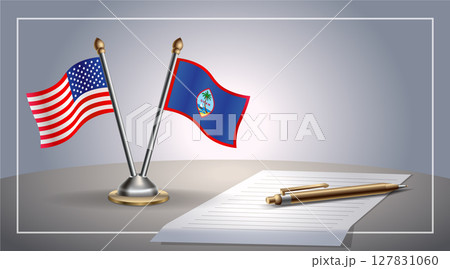 Small national flag of United States (USA) and Guam flag Relation, Template Vector Illustration Small national flag of United States (USA) and Guam flag Relation, Template Vector Illustration 127831060