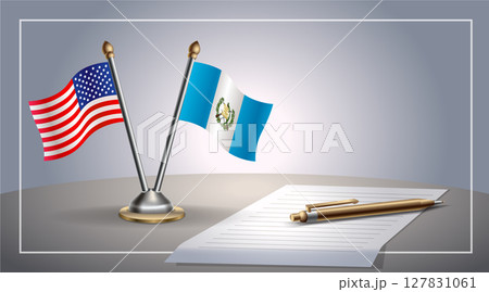 Small national flag of United States (USA) and Guatemala flag Relation, Template Vector Illustration 127831061