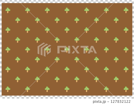 Simple and cute green mushroom pattern material - brown Simple and cute green mushroom pattern material - brown 127832122