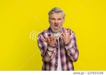 Upset frustrated annoyed Caucasian man in indignant expression, quarreling asking reason of conflict Upset frustrated annoyed Caucasian man in indignant expression, quarreling asking reason of conflict 127833198