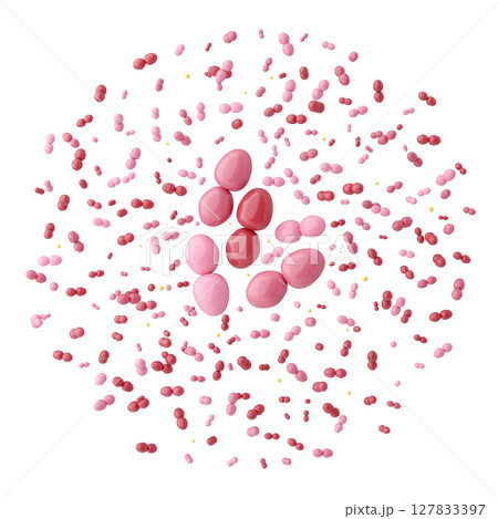 健康や美容のため腸活と免疫をテーマにした善玉菌の3Dイラストアイコン 127833397