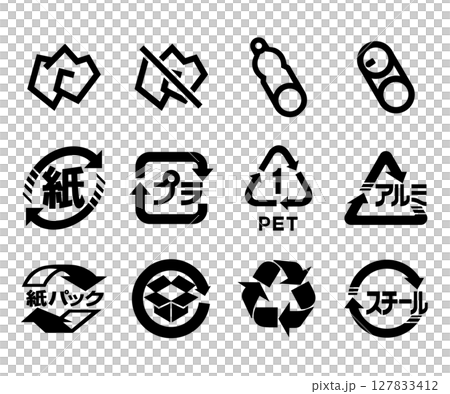 Set of garbage sorting marks 127833412