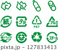 ゴミ分別マークのセット（グリーンver.） 127833413