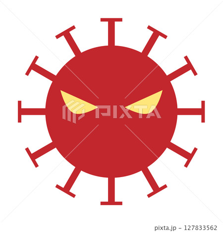 赤色の邪悪なバイキン・ウイルスのキャラクター 127833562