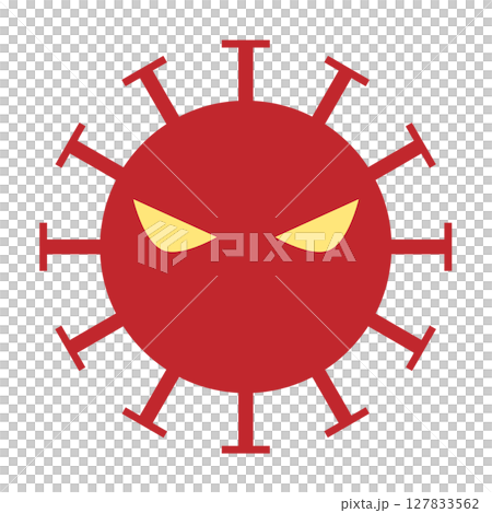 赤色の邪悪なバイキン・ウイルスのキャラクター 127833562