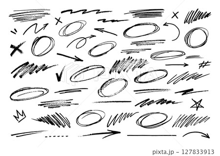 Hand Drawn Scribble Vector Elements Set 127833913