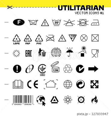 Clothing Label and Packaging Icons Vector Set 127833947