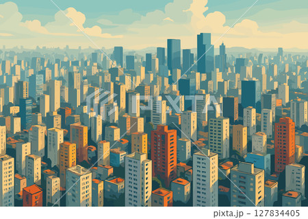 Sao Paulo urban skyline with apartment towers under hazy sky 127834405
