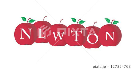 Newton Law, Illustration of education apple, The apple is a symbol of knowledge, Newton second law on apple 127834768