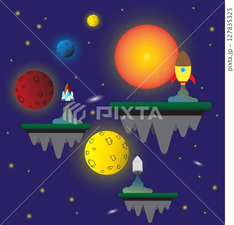illustration of astronomy and cosmology, planets in the solar system, Solar system, Inner planets and Outer planets, The four inner system planets Mercury, Venus, Earth and Mars, Solar System illustration of astronomy and cosmology, planets in the solar system, Solar system, Inner planets and Outer planets, The four inner system planets Mercury, Venus, Earth and Mars, Solar System 127835325