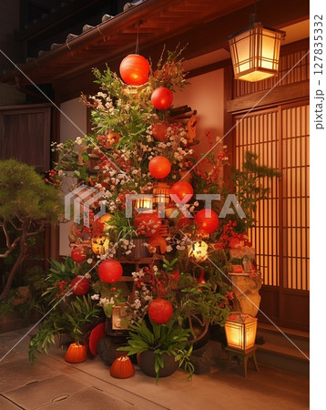 新年の正月、神社の初詣 127835332