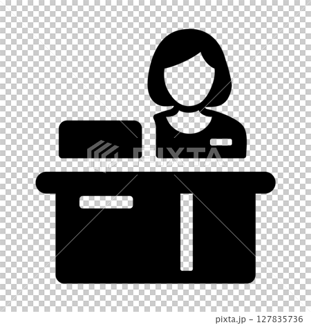 Cashier counter, receptionist (female) icon 127835736