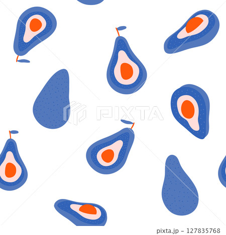 Cartoon avocado seamless pattern. Abstract design with avocado. Cute avocado texture vector background 127835768