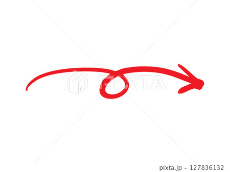 手書きのくるくる矢印 ベクター 赤 127836132