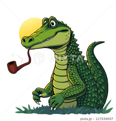 cartoon dinosaur with green skin 127836697