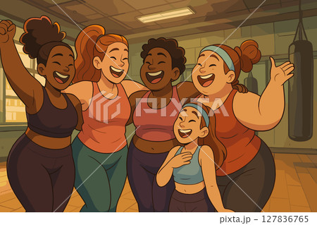 Joyful Body Positive Fitness Group Celebrates Progress and Confidence Joyful Body Positive Fitness Group Celebrates Progress and Confidence 127836765