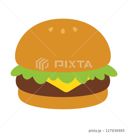 かわいいハンバーガーのイラスト素材 127836985
