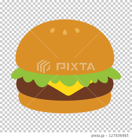 かわいいハンバーガーのイラスト素材 127836985