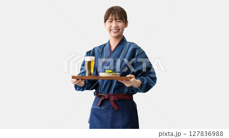 居酒屋・飲食店スタッフの若い女性 127836988