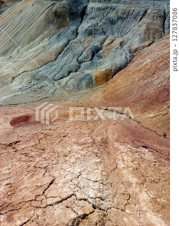Quarry for the extraction of multi-colored clay Quarry for the extraction of multi-colored clay 127837086