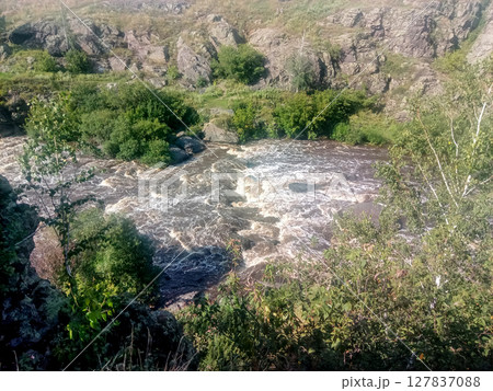 Rapids on a mountain river. Russia. South Urals 127837088
