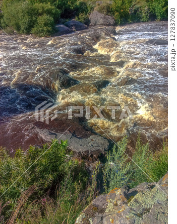 Rapids on a mountain river. Russia. South Urals 127837090