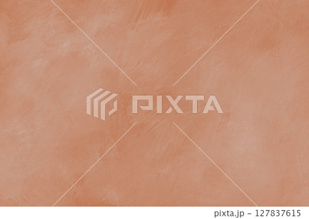Concrete, plaster wall texture with brush strokes, messy shabby orange surface background 127837615