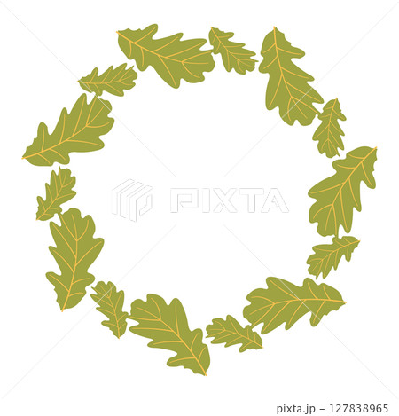 Autumn nature flat vector frame with big and small green leaves for seasonal projects. Hand drawn illustration for banners, cards, social media Autumn nature flat vector frame with big and small green leaves for seasonal projects. Hand drawn illustration for banners, cards, social media 127838965