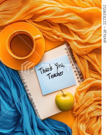 Teacher Appreciation Gift Flatlay Autumn Colors Notebook Apple Coffee cup you top blue fall life Teacher Appreciation Gift Flatlay Autumn Colors Notebook Apple Coffee cup you top blue fall life 127839052