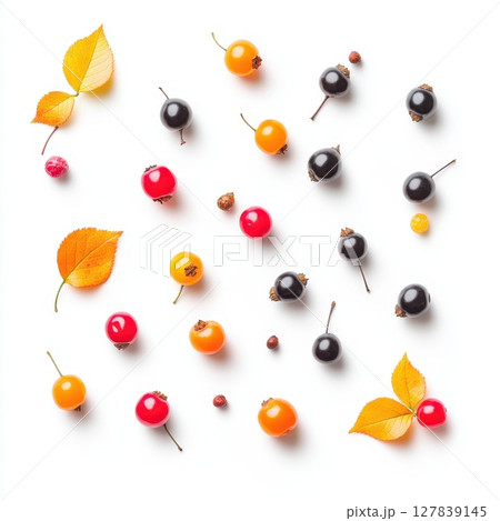 Autumn Berries Colorful Pattern Design Fall...のイラスト素材 [127839145] - PIXTA