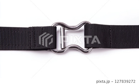 Black Nylon Strap with Metal Buckle Close Up Detailed Image High Resolution web tool macro photo 127839272