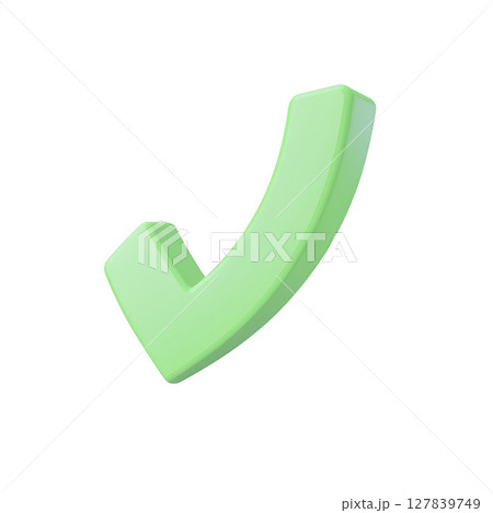 3D green check mark symbol on transparent background, representing approval or confirmation. check mark is tilted slightly, giving it dynamic and modern appearance 3D green check mark symbol on transparent background, representing approval or confirmation. check mark is tilted slightly, giving it dynamic and modern appearance 127839749