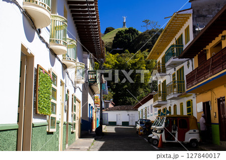 Beautiful streets of the Heritage Town of Jerico located in the Department of Antioquia in Colombia. Beautiful streets of the Heritage Town of Jerico located in the Department of Antioquia in Colombia. 127840017