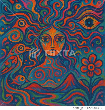 サイケデリックな瞳の女性 サイケデリックな瞳の女性 127840312