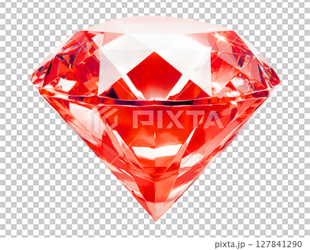 Red faceted stone on transparent background 127841290