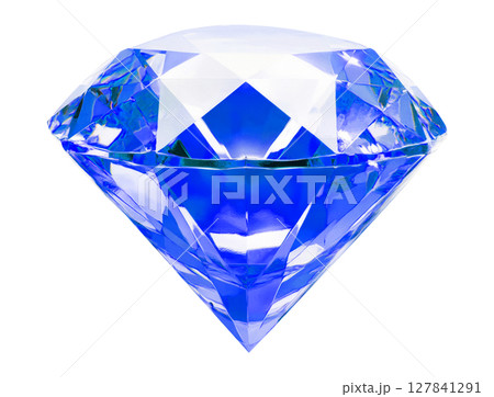 Blue faceted stone on transparent background 127841291