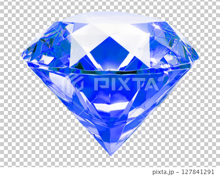 Blue faceted stone on transparent background 127841291