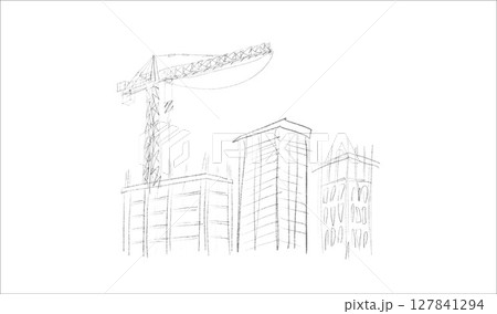 Building crane sketch 127841294
