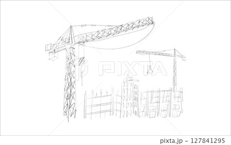 Building crane sketch Building crane sketch 127841295