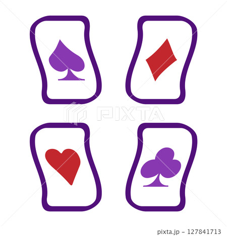 Small set of vector illustrations Wonderland. key, clock, cup of tea, mushrooms and playing cards and jack of hearts 127841713